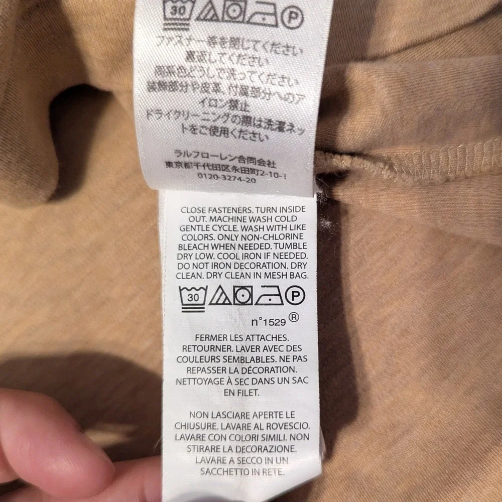 Polo Ralph Lauren Mens Medium Classic Fit Long Sleeve Polo Shirt Tan Flesh Pony